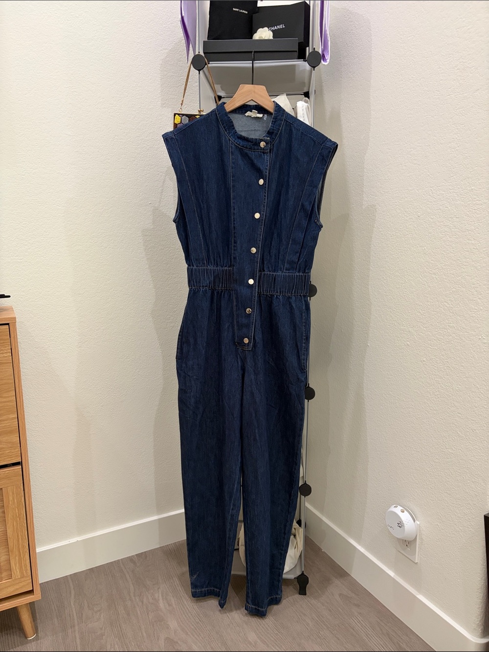 Sleeveless Dark Blue Denim Jumpsuit - Classic Women Jeans Style